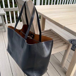 Banana Republic large black leather tote